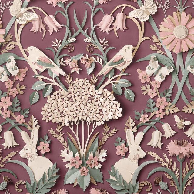 York Fae Plum Woodland Wallpaper