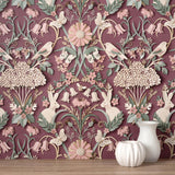 York Fae Plum Woodland Wallpaper