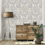 York Fae Light Grey Woodland Wallpaper