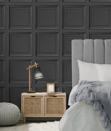 York Distinctive Dark Grey Square Panel Wallpaper