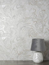 York Suave Light Grey Marble Wallpaper