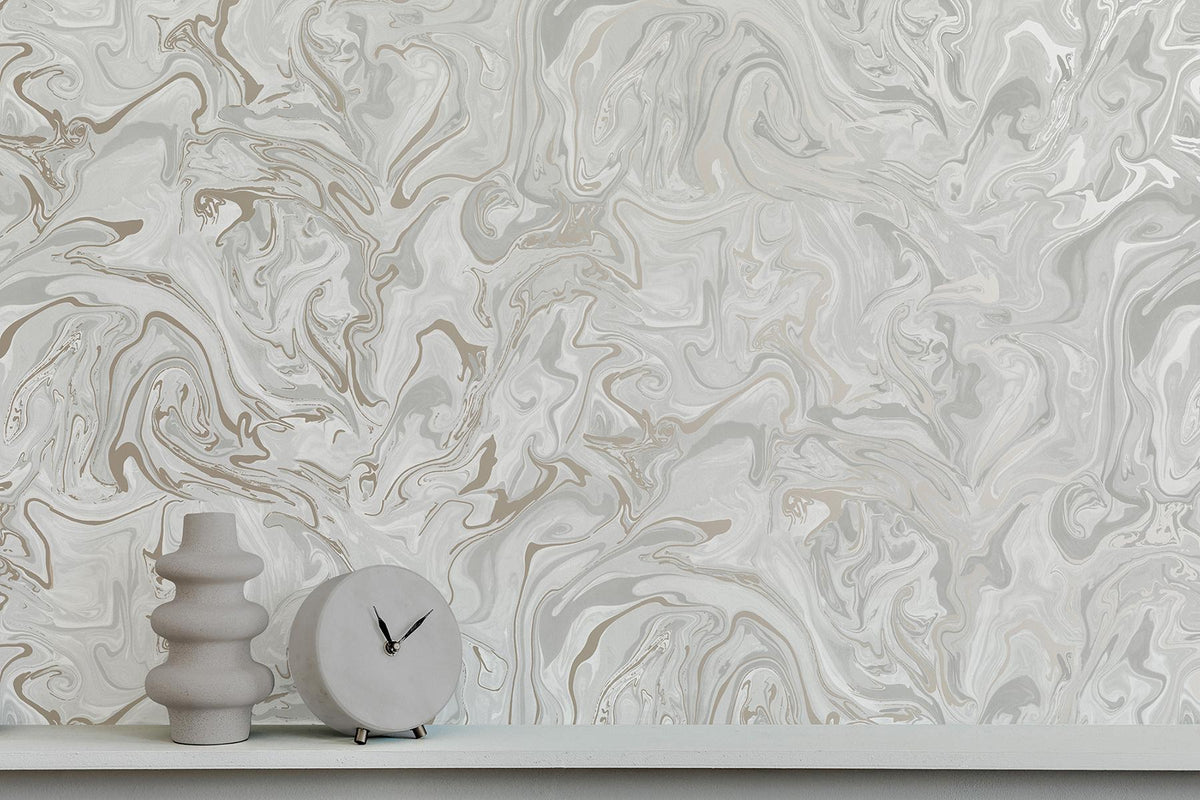 York Suave Light Grey Marble Wallpaper