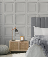York Distinctive Grey Square Panel Wallpaper