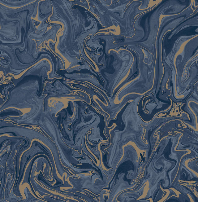 York Suave Navy Marble Wallpaper