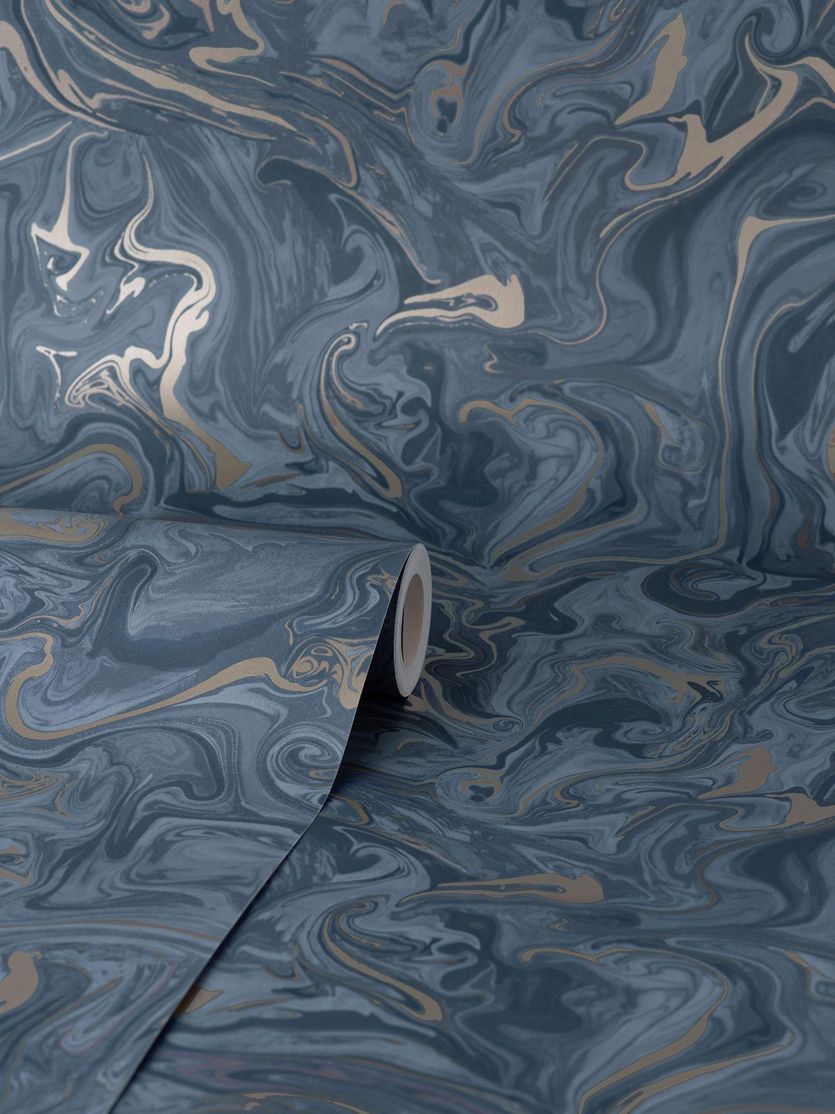 York Suave Navy Marble Wallpaper