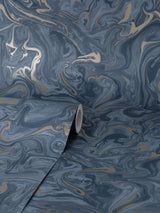 York Suave Navy Marble Wallpaper