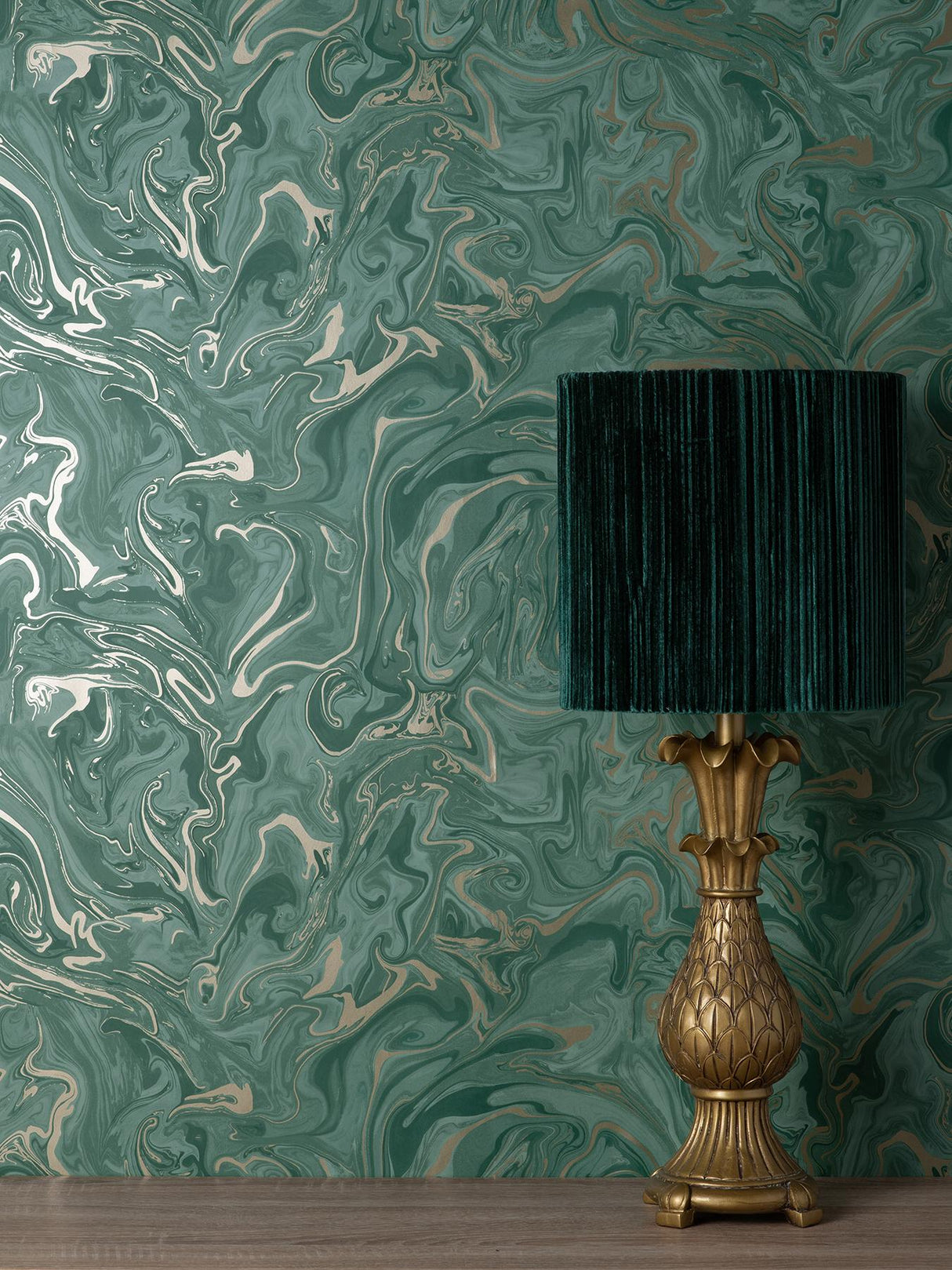 York Suave Dark Green Marble Wallpaper
