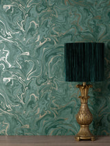 York Suave Dark Green Marble Wallpaper