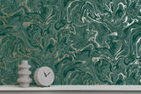 York Suave Dark Green Marble Wallpaper