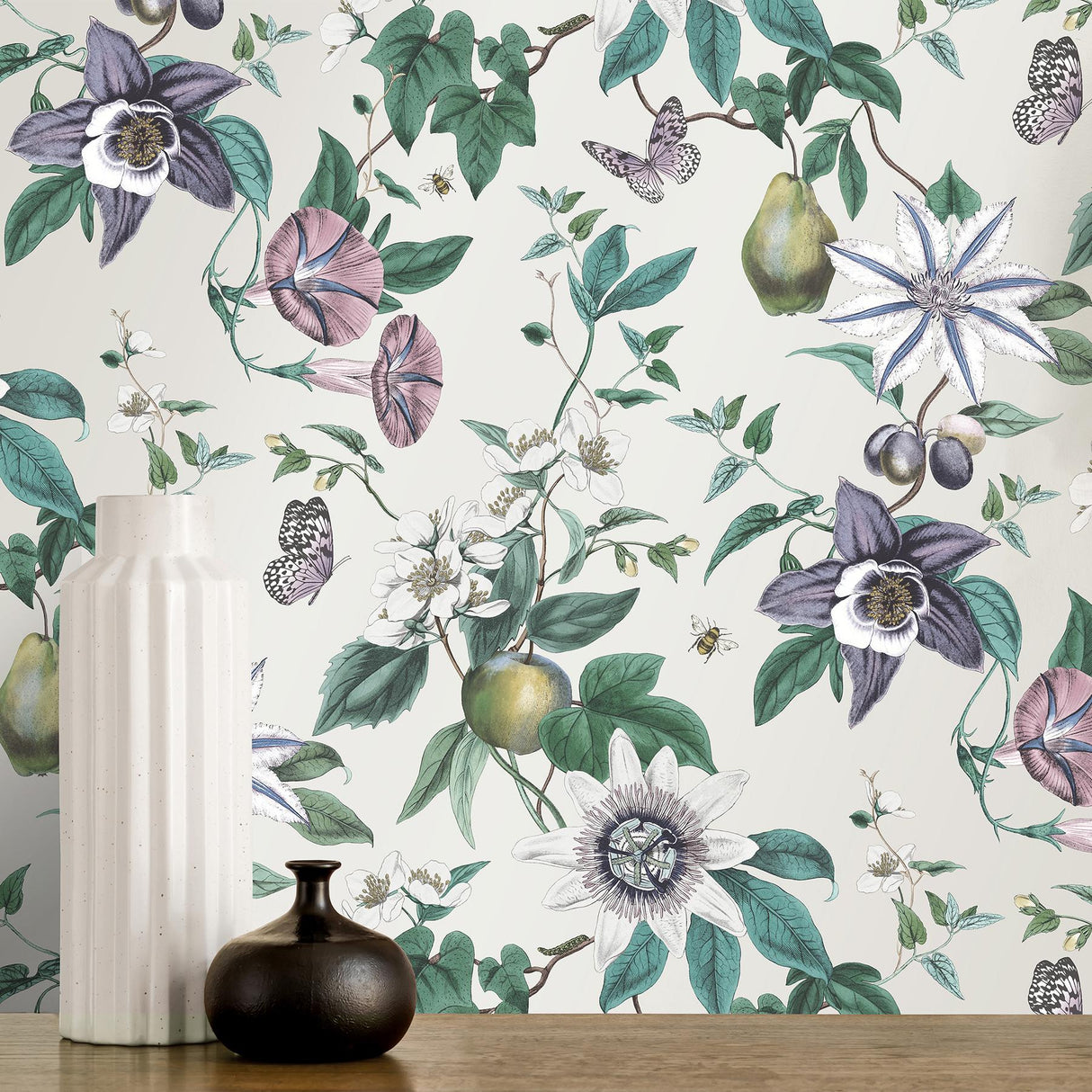 York Sierra Silver Floral Wallpaper