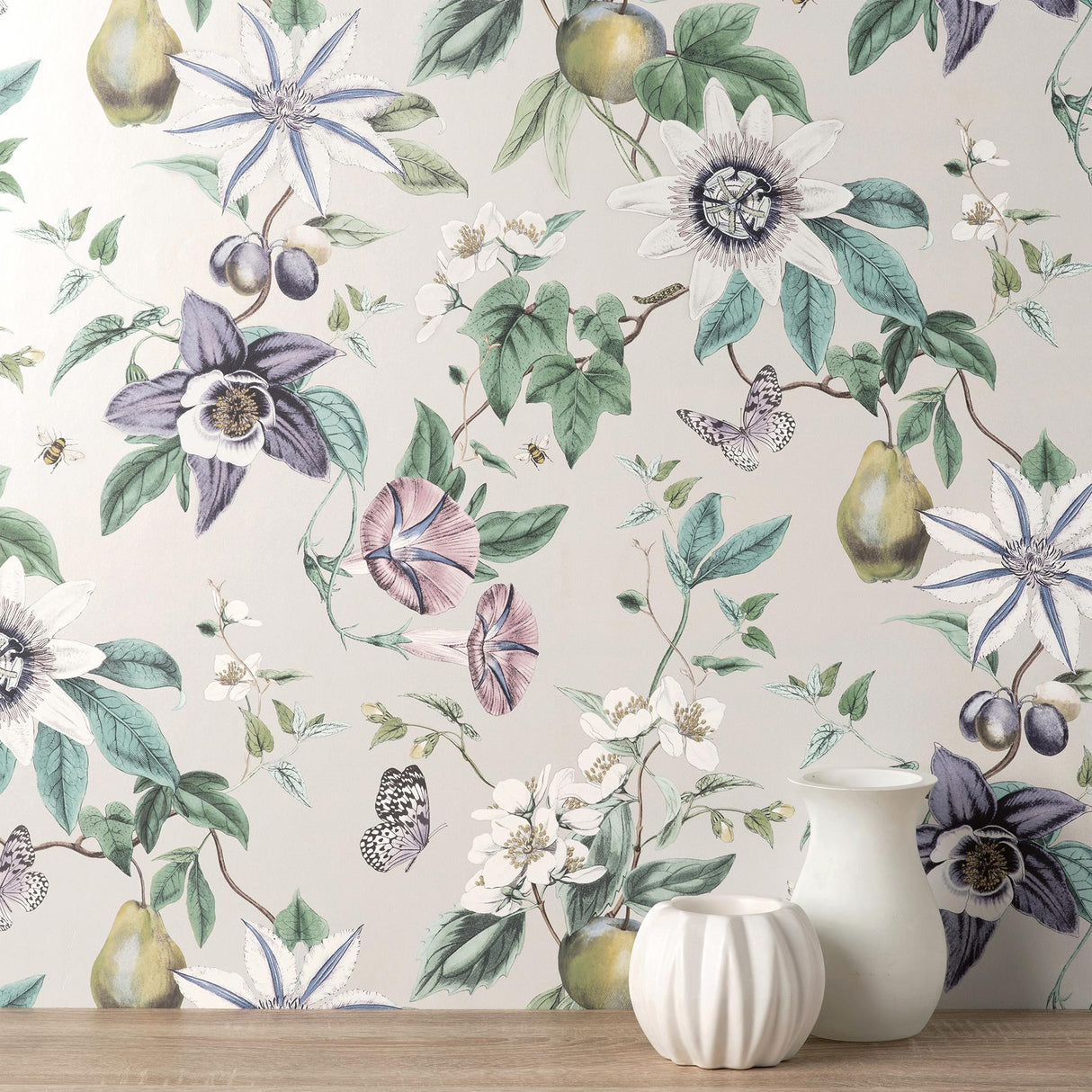York Sierra Silver Floral Wallpaper