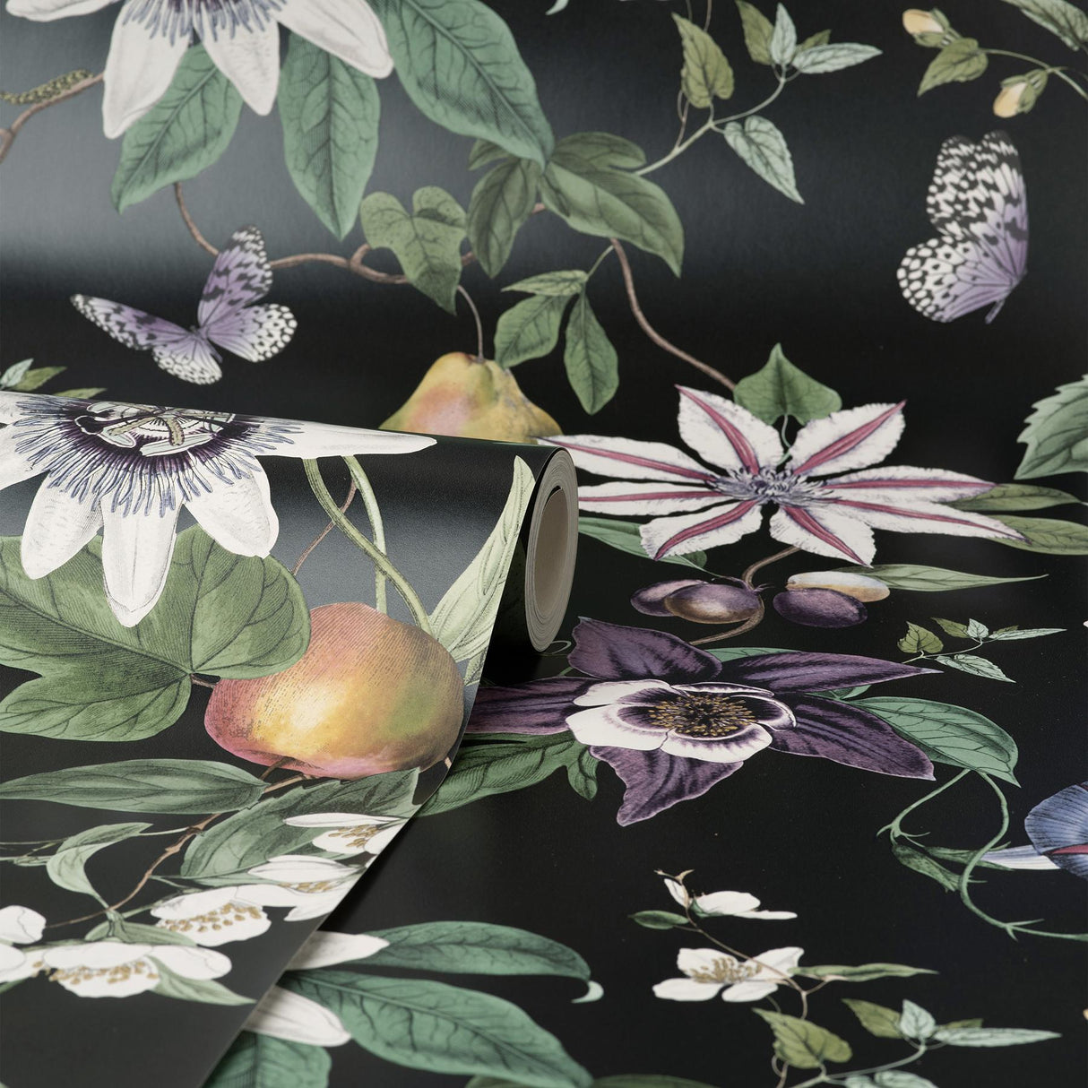 York Sierra Black Floral Wallpaper
