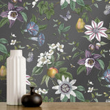 York Sierra Black Floral Wallpaper