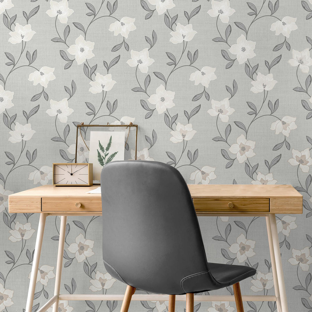 York Larson White Floral Wallpaper