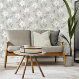 York Larson White Floral Wallpaper