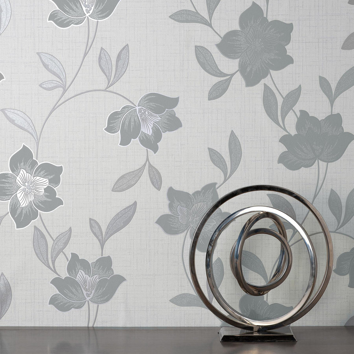 York Larson Grey Floral Wallpaper