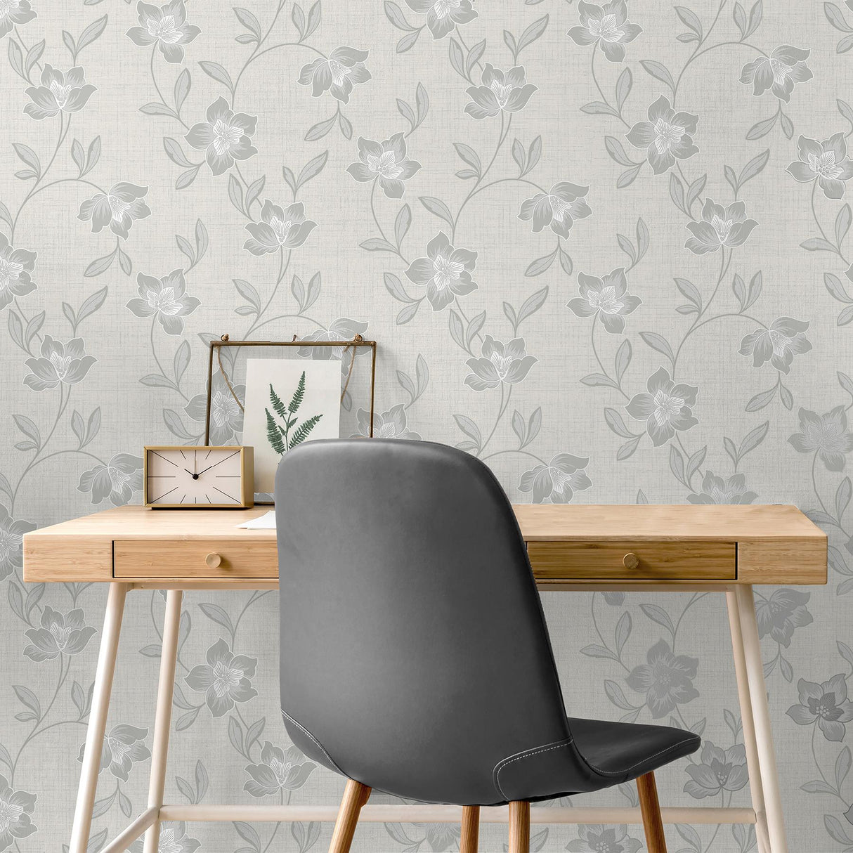 York Larson Grey Floral Wallpaper