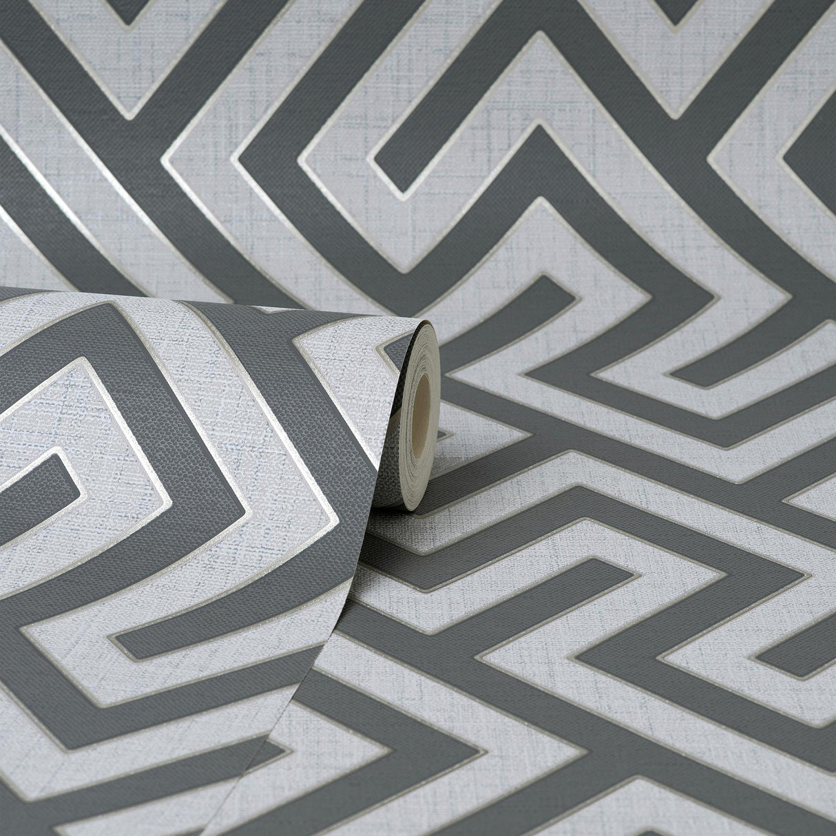 York Meander Charcoal Geo Wallpaper