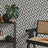 York Meander Charcoal Geo Wallpaper