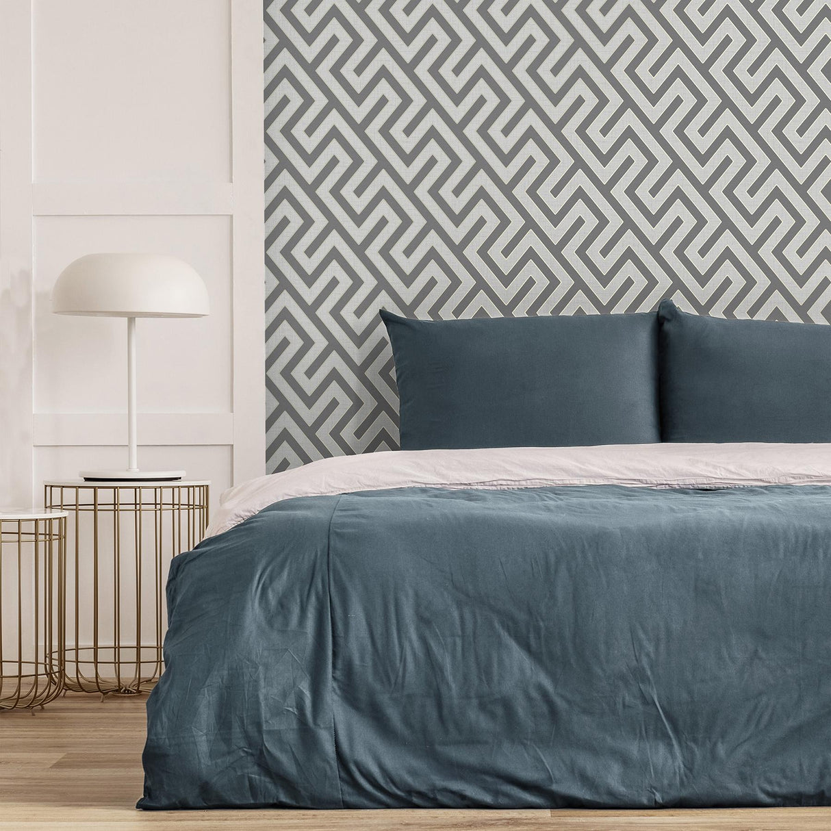 York Meander Charcoal Geo Wallpaper
