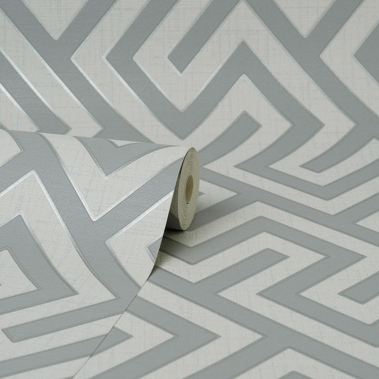 York Meander Light Grey Geo Wallpaper