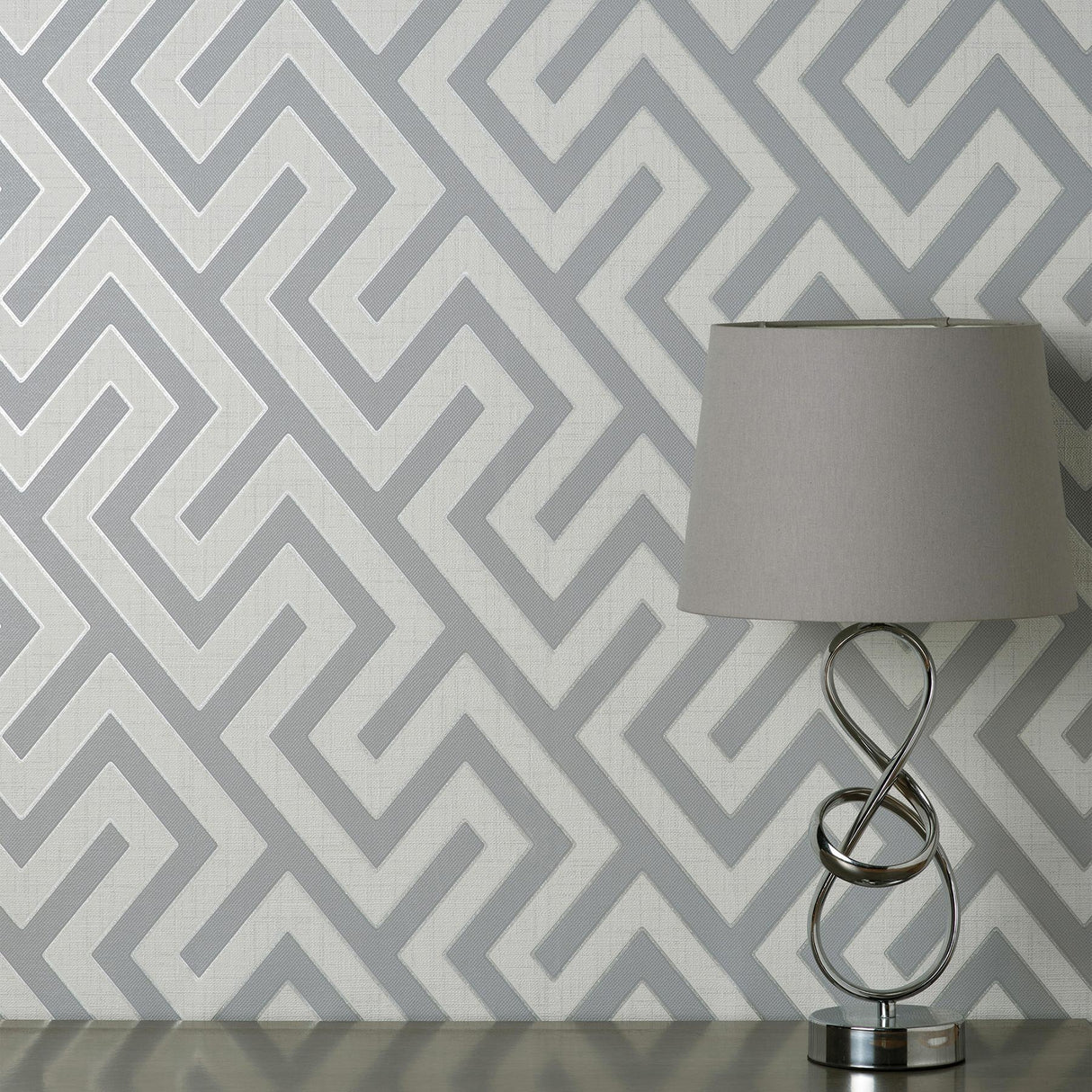 York Meander Light Grey Geo Wallpaper