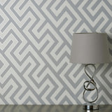York Meander Light Grey Geo Wallpaper