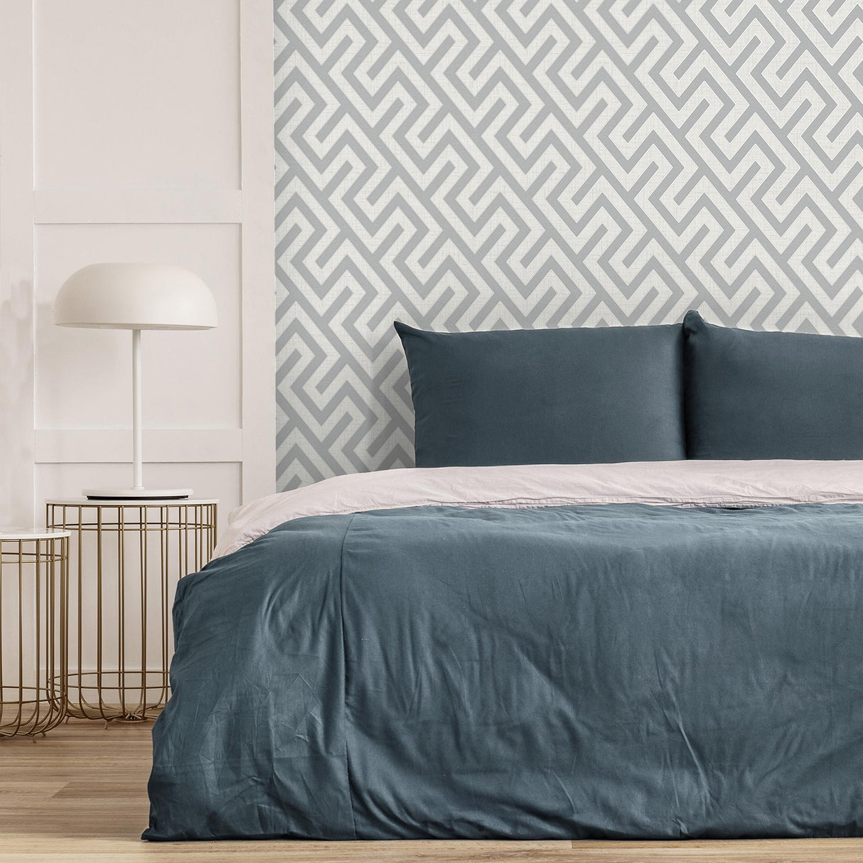 York Meander Light Grey Geo Wallpaper
