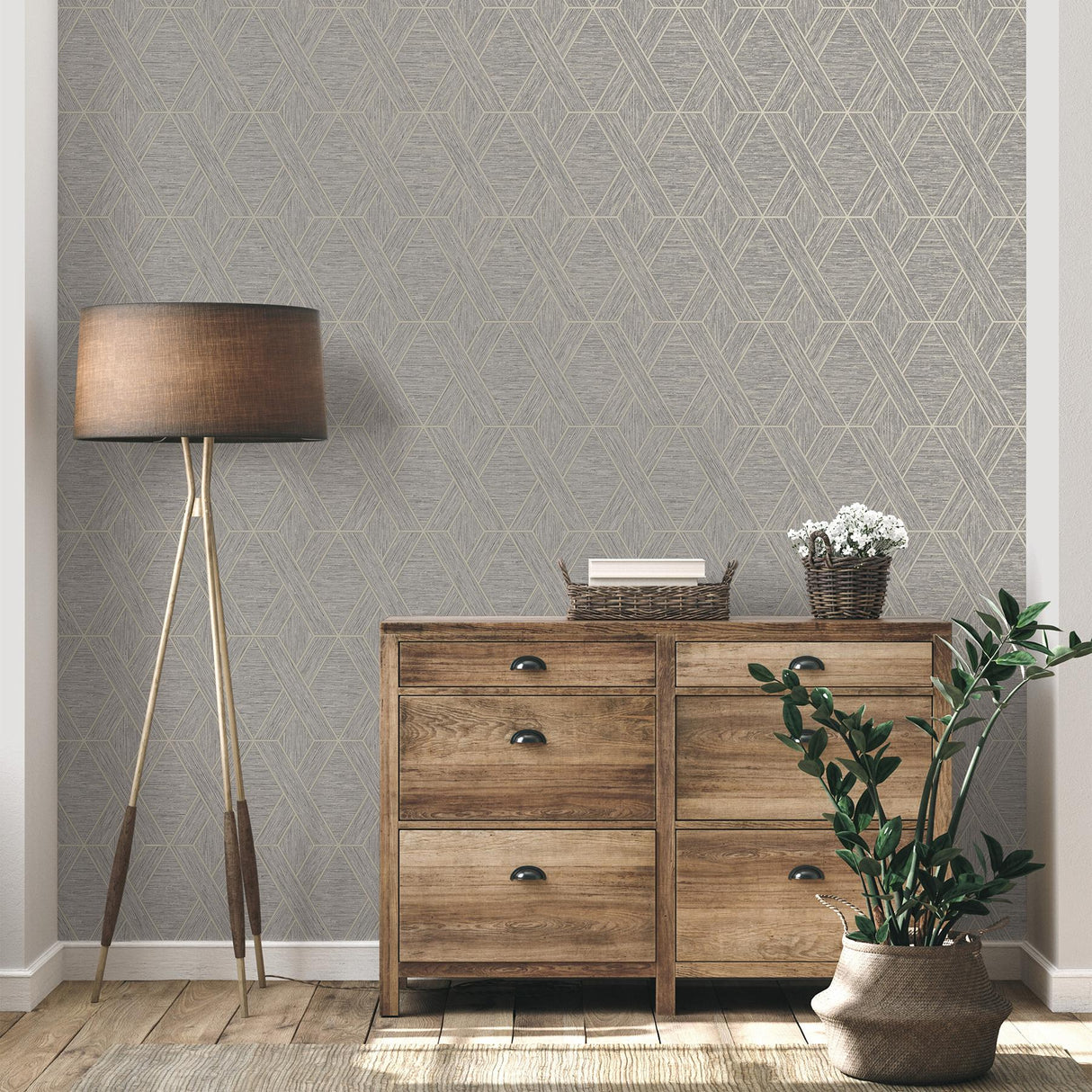 York Malcolm Grey Geo Wallpaper