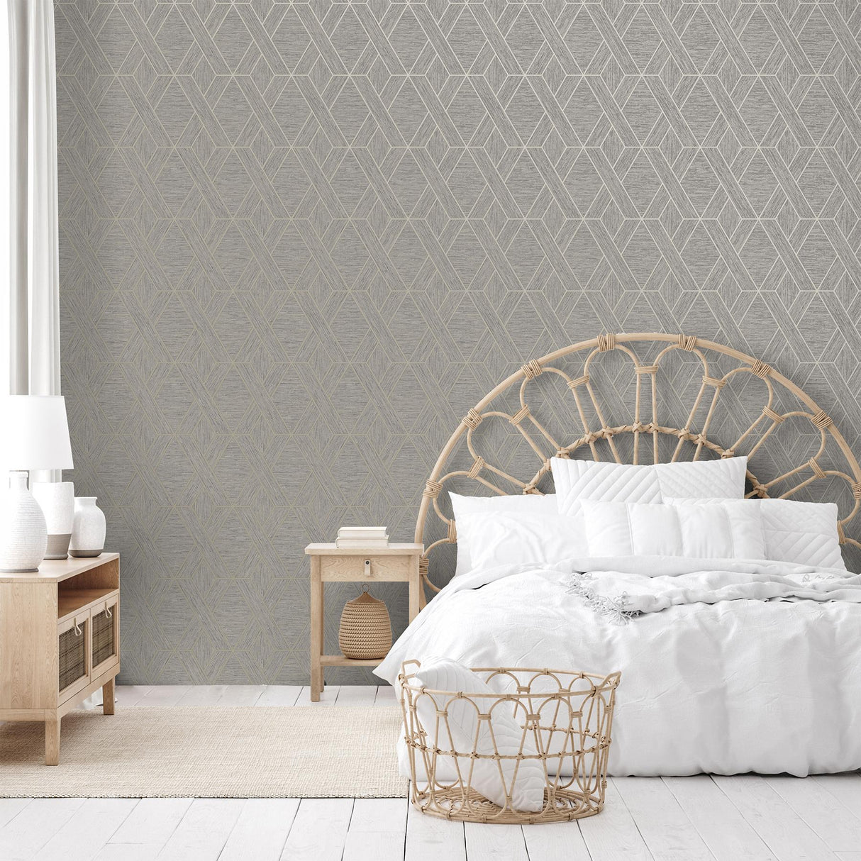 York Malcolm Grey Geo Wallpaper