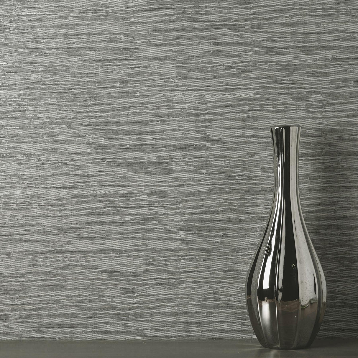 York Mephi Grey Grasscloth Wallpaper