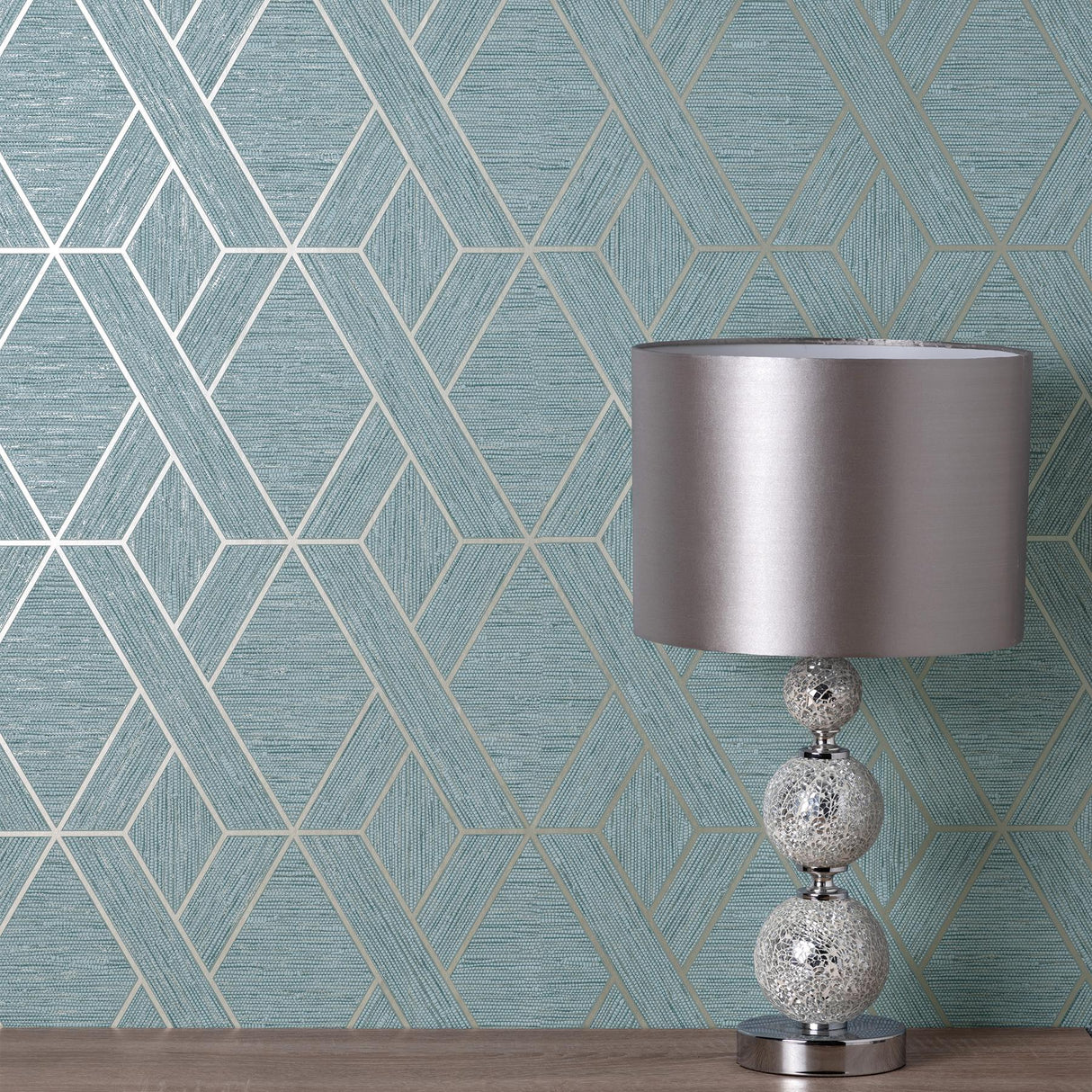York Malcolm Teal Geo Wallpaper