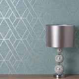 York Malcolm Teal Geo Wallpaper
