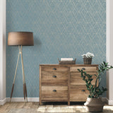 York Malcolm Teal Geo Wallpaper