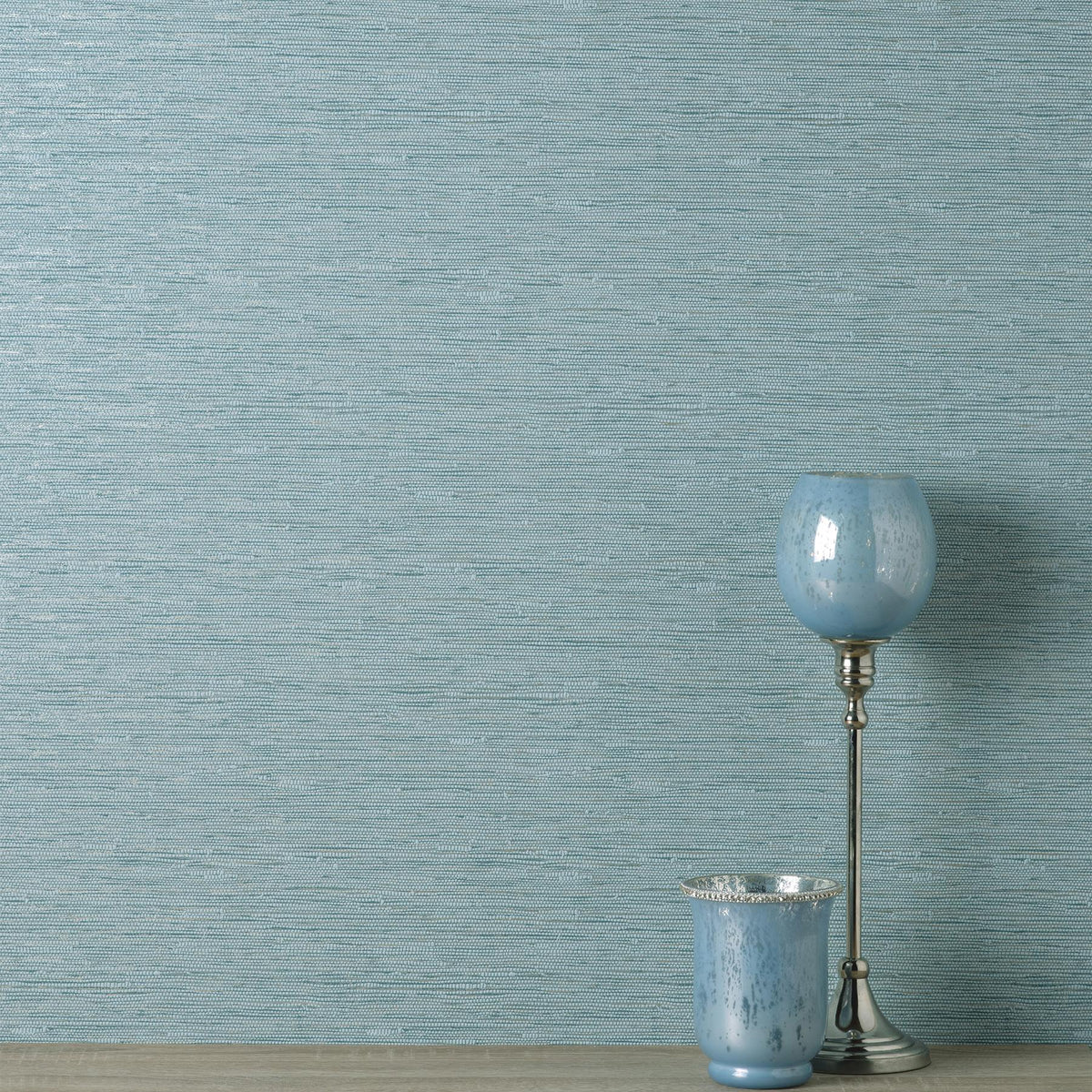 York Mephi Teal Grasscloth Wallpaper