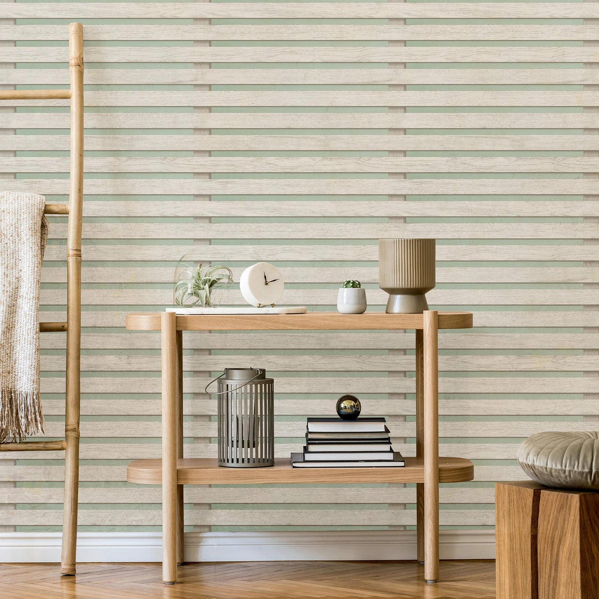 York Marlow Sage Wood Slats Wallpaper