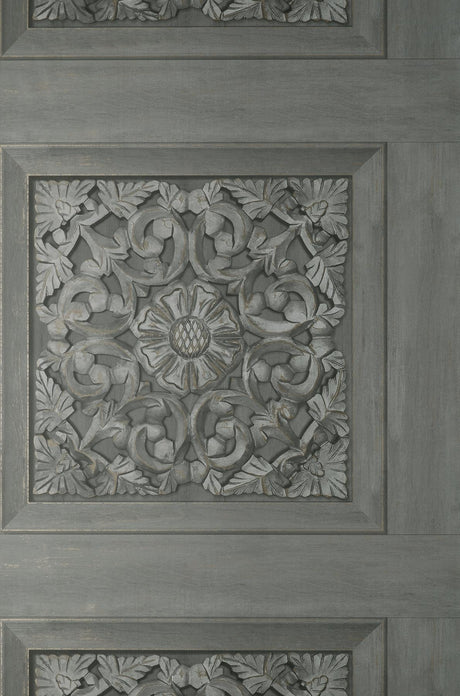 York Albie Dark Grey Carved Panel Wallpaper