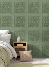 York Albie Moss Carved Panel Wallpaper