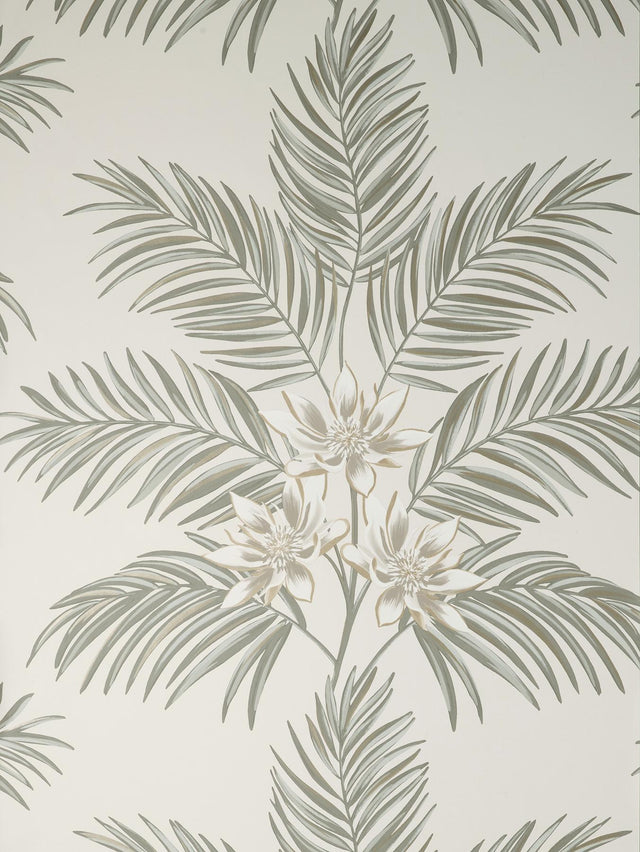 York Bali Light Grey Palm Wallpaper