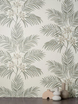 York Bali Light Grey Palm Wallpaper