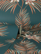 York Bali Teal Palm Wallpaper