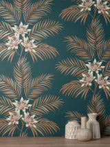 York Bali Teal Palm Wallpaper