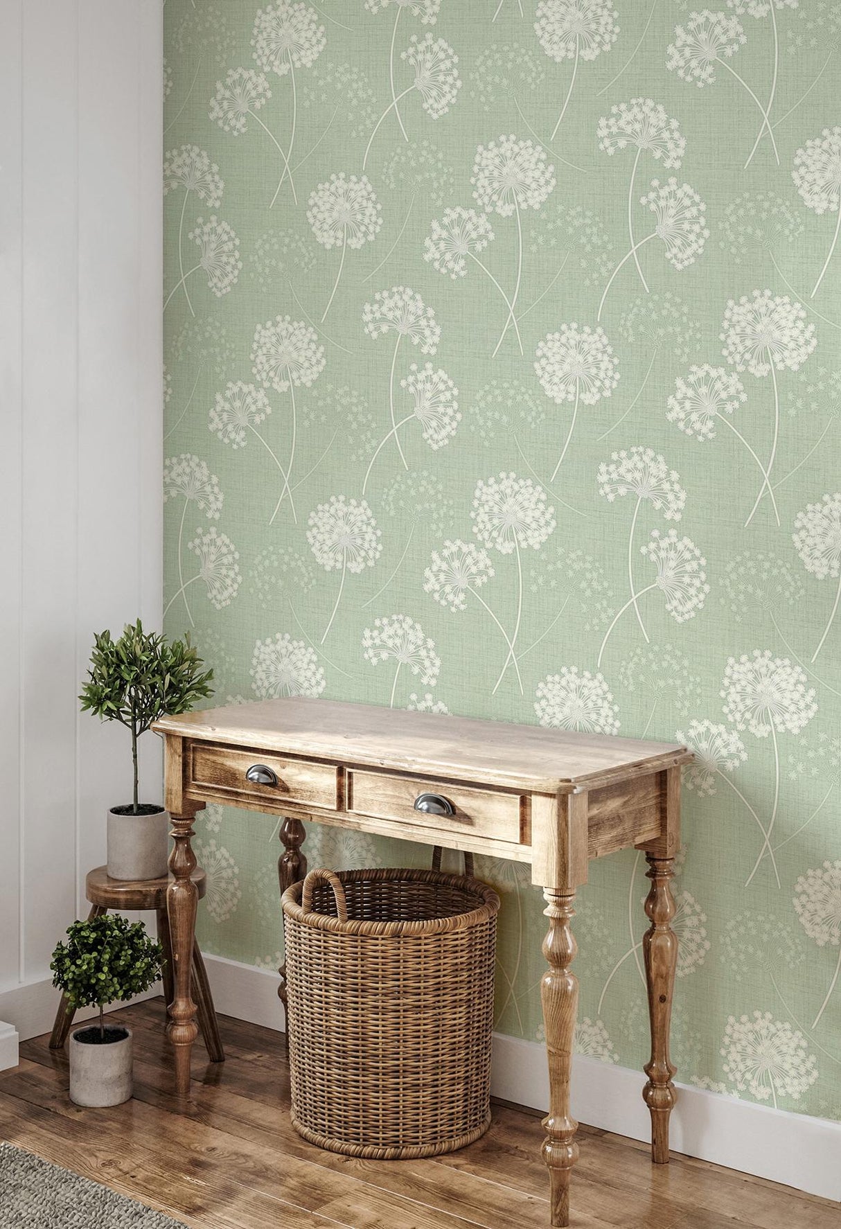 York Grace Green Floral Wallpaper