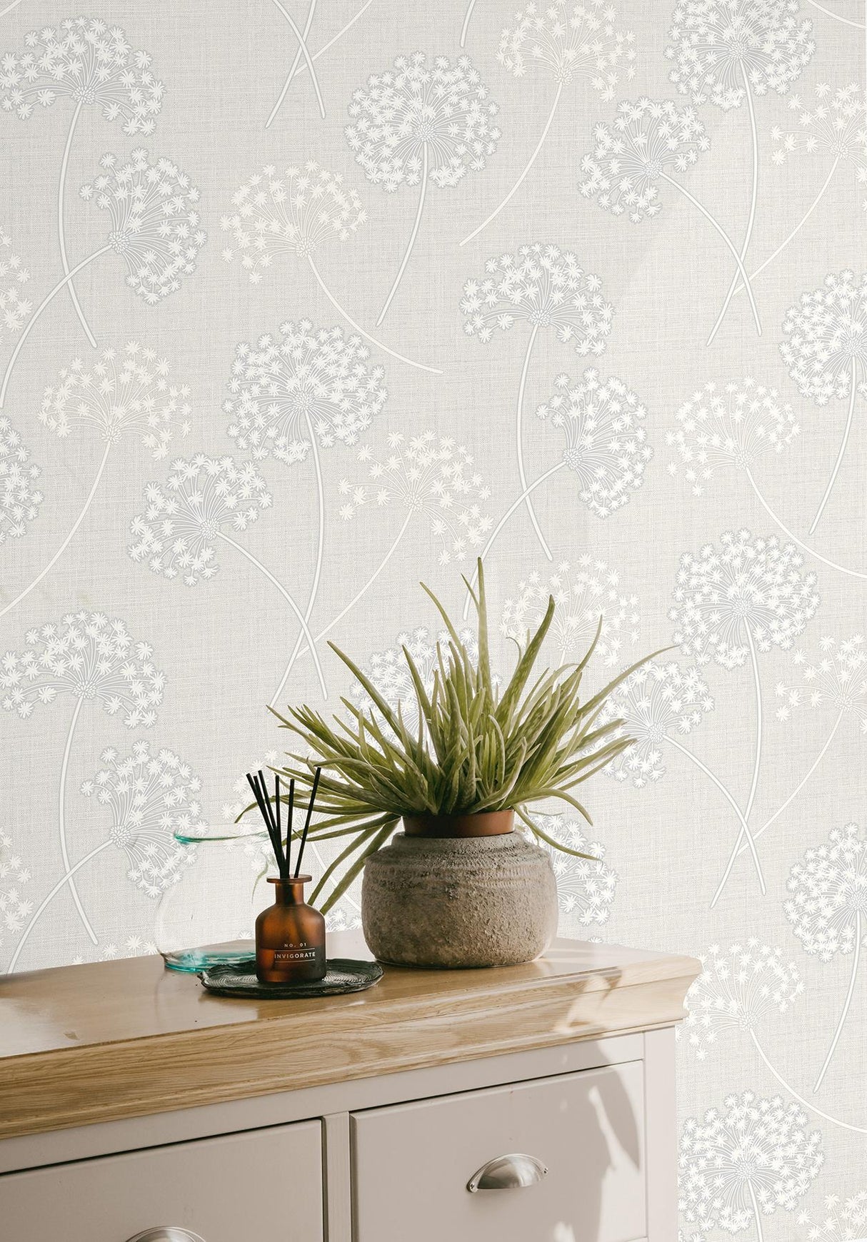 York Grace Dove Floral Wallpaper
