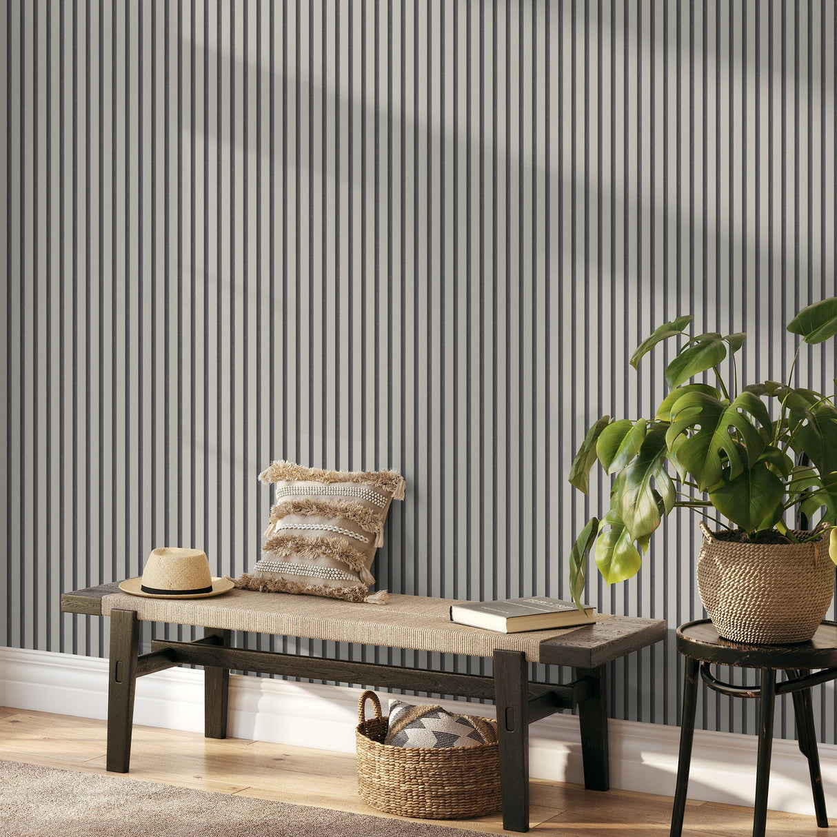 York Reggie Stone Vertical Slats Wallpaper