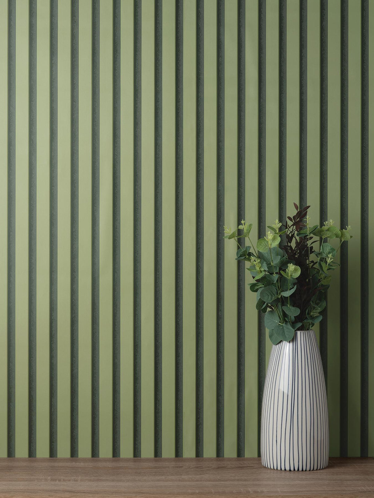 York Reggie Olive Vertical Slats Wallpaper