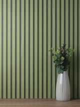 York Reggie Olive Vertical Slats Wallpaper