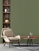 York Reggie Olive Vertical Slats Wallpaper