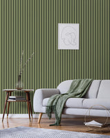 York Reggie Olive Vertical Slats Wallpaper
