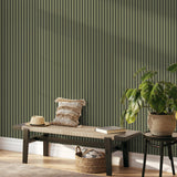 York Reggie Olive Vertical Slats Wallpaper